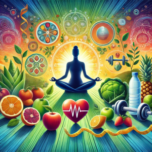 Mastering the Art of Health - A balanced lifestyle concept featuring meditation, nutrition, exercise, and holistic wellness.