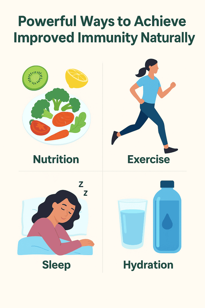 Improved immunity through nutrition, exercise, sleep, and hydration
